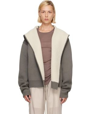 Rick Owens Off- Tower Reversible Robe Hoodie - Grey