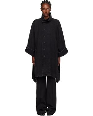 Yohji Yamamoto High Neck Denim Coat - Black