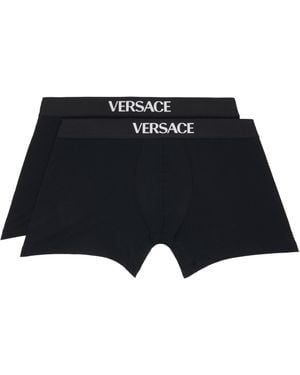 Versace Two-Pack Cotton-Jersey Long Boxer Briefs - Black