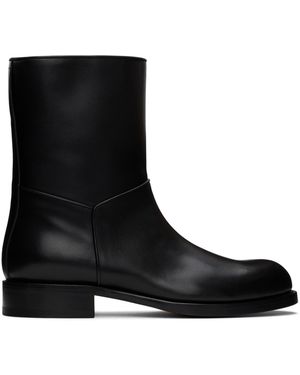 The Row Buffed Calfskin Ankle Boots - Black