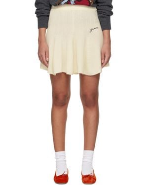 Ganni Off- Cashmere Mix Miniskirt - Multicolour