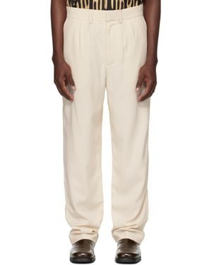 Commas Pantalon Façon Costume Blanc Cassé En Toile Texturée - Neutre