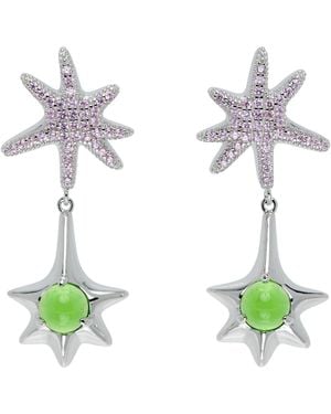 Collina Strada Star Drop Earrings - Green