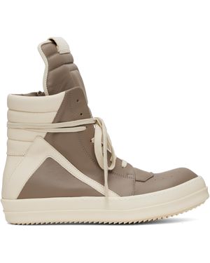 Rick Owens トープ＆オフホワイト Hollywood Geobasket スニーカー - ナチュラル