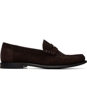 BOSS Penny-Trim Suede Loaferts - Black