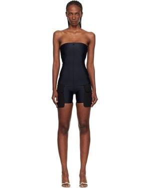 Courreges 2-Pocket Jersey Bustier Overall Jumpsuit - Black