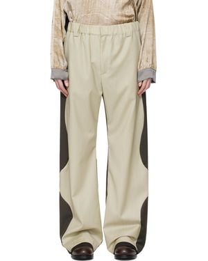 Serapis Khaki Wool Split Trousers - Natural