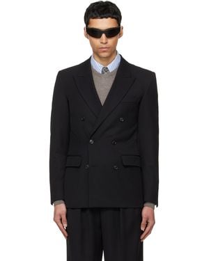 Tonywack Wool Double-Breasted Tailored Blazer - Black
