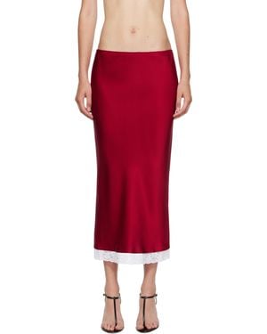 Victoria Beckham レッド レース トリム スリップ ミディアムスカート