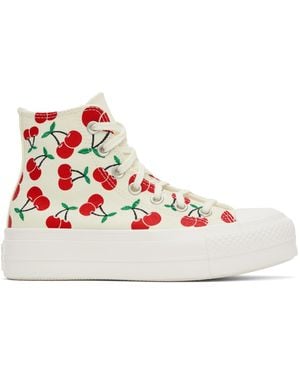 Converse Off- Chuck Taylor All Star Lift Platform Cherries High Top Trainers - Black