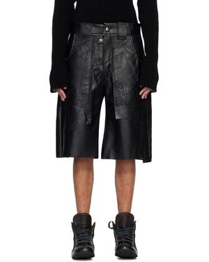 SWAMPGOD Patchwork Leather Beach Shorts - Black
