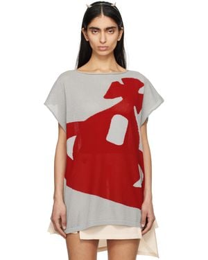 Vivienne Westwood グレー Intarsia Pixel Orb Beach トップス - レッド