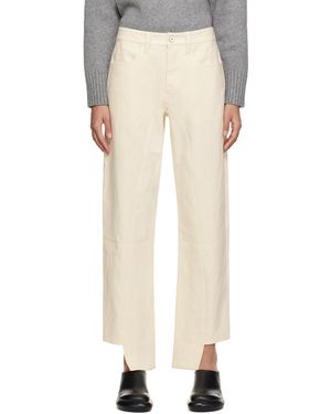 Jil Sander オフホワイト ステップヘム トラウザーズ - ブラック