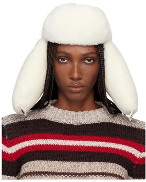 Marni Off- Shearling Aviator Hat - Red