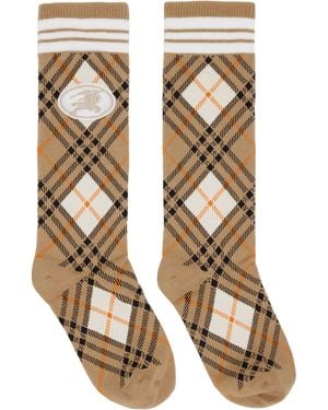 Burberry Argyle Check Stretch Cotton Blend Socks - Natural