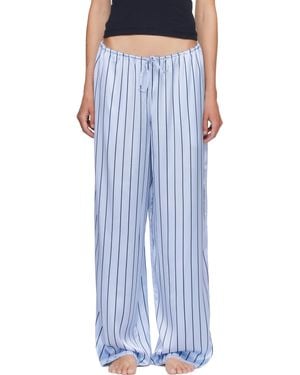 Skims Woven Shine Lace Lounge Trousers - Blue