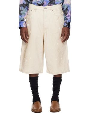 Acne Studios Off- Distressed Denim Shorts - Natural