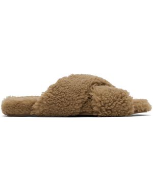 【関税込み】Yves Salomon ブラック Curly Merino スリッパ Yves Salomonのブラック Curly Merino スリッパがセール中