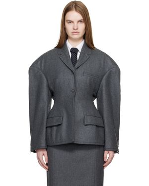 Thom Browne Veston Cintré Gris À Coupe Cocon - Noir