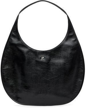 Courreges Holy Naplack Leather Tote - Black