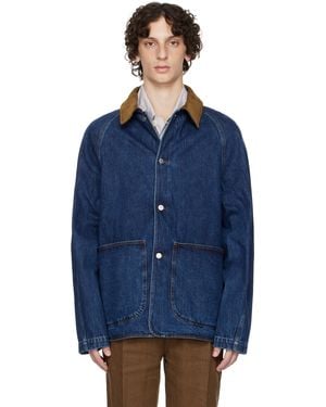 Drake's Indigo Field Denim Jacket - Blue