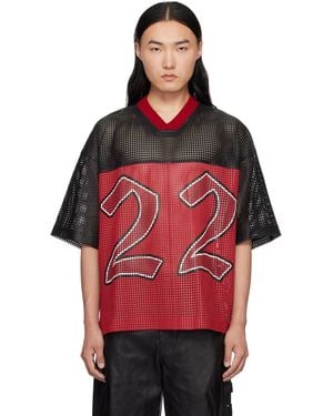 Amiri Jersey Surdimensionné Noir Et Rouge En Cuir À Logo 22