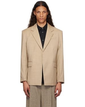 Peter Do Tan Padded Shoulder Blazer - Natural