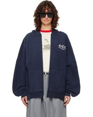 Willy Chavarria 'Ccc' Hooligan Zip Through Hoodie - Blue