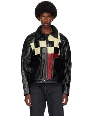 ANDERSSON BELL ブラック パッチワーク レザー バイカージャケット