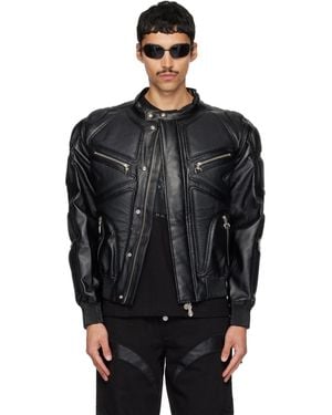 THUG CLUB Diamond Back Faux-Leather Jacket - Black