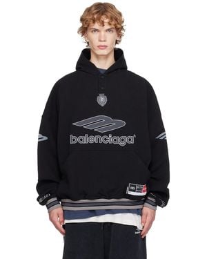 Balenciaga 3B Football Polo Hoodie - Black