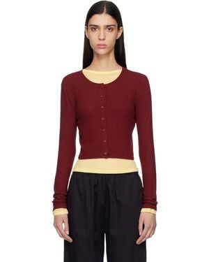 Leset Lauren Crop Ii Cardigan - Red