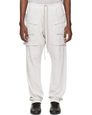 Rick Owens Off- Temple Creatch Drawstring Cargo Trousers - White