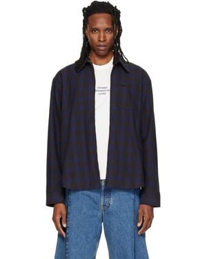 Vetements Zip Up Flannel Shirt - Blue