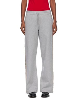 Burberry Check Trim Cotton Track Pants - White