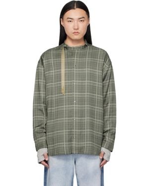 DIESEL Check-Satin Biker Details Shirt - Black