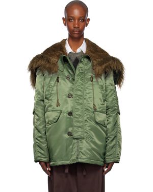 OPEN YY Oversized Faux-Fur Hood Puffer Jacket - Green