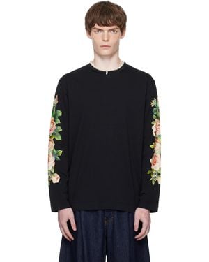 Simone Rocha Rose Bouquet Long Sleeve T-Shirt - Black