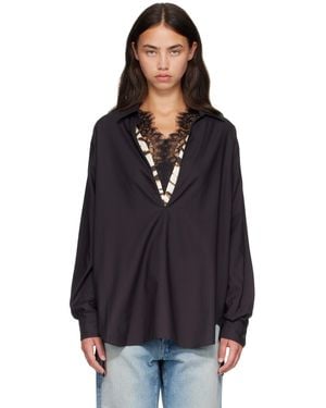 Ssstein Pima Cotton Oversized Skipper Shirt - Black