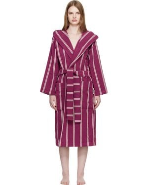 Tekla Terry Hooded Bathrobe - Red