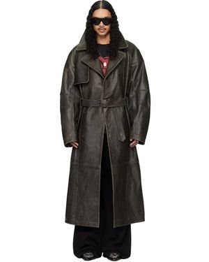 Lu'u Dan Bastard Military Leather Trench Coat - Black