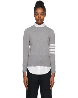 Thom Browne Thom E グレー Milano クルーネック プルオーバー セーター - ブラック
