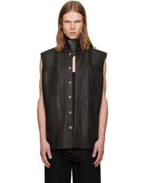 Rick Owens Tower Sl Leather Outershirt - Black