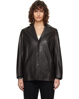 Nour Hammour Opus Relaxed Leather Blazer - Black