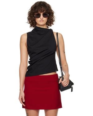Courreges ブラック ドレープ ジャージ トップス - レッド