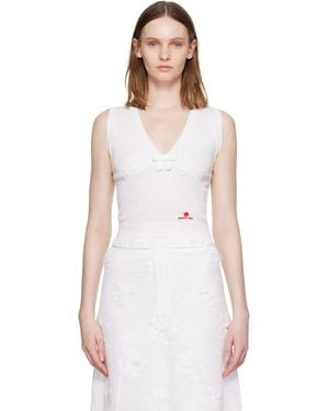 ShuShu/Tong Bow Detail V-Neck Knit Tank Top - Multicolour