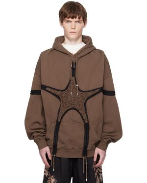 Collina Strada Pull À Capuche Brun À Appliqué D'Étoile Texturé - Marron