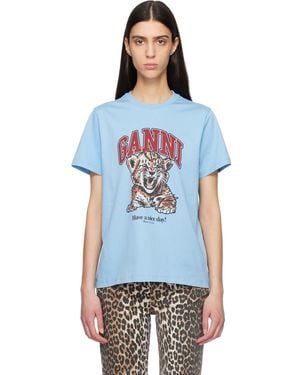 Ganni Relaxed Jersey Tiger T-Shirt - Blue