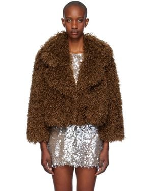 Anna Sui Tan Curly Faux-Fur Jacket - Brown