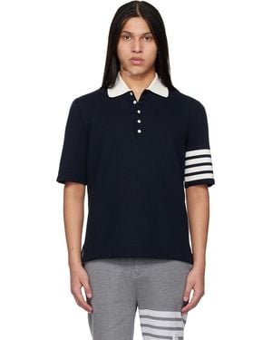 Thom Browne Crest Intarsia Jacquard 4-Bar Rugby Fit Polo - Blue